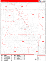Pinellas Park Wall Map Zip Code Red Line Style 2024